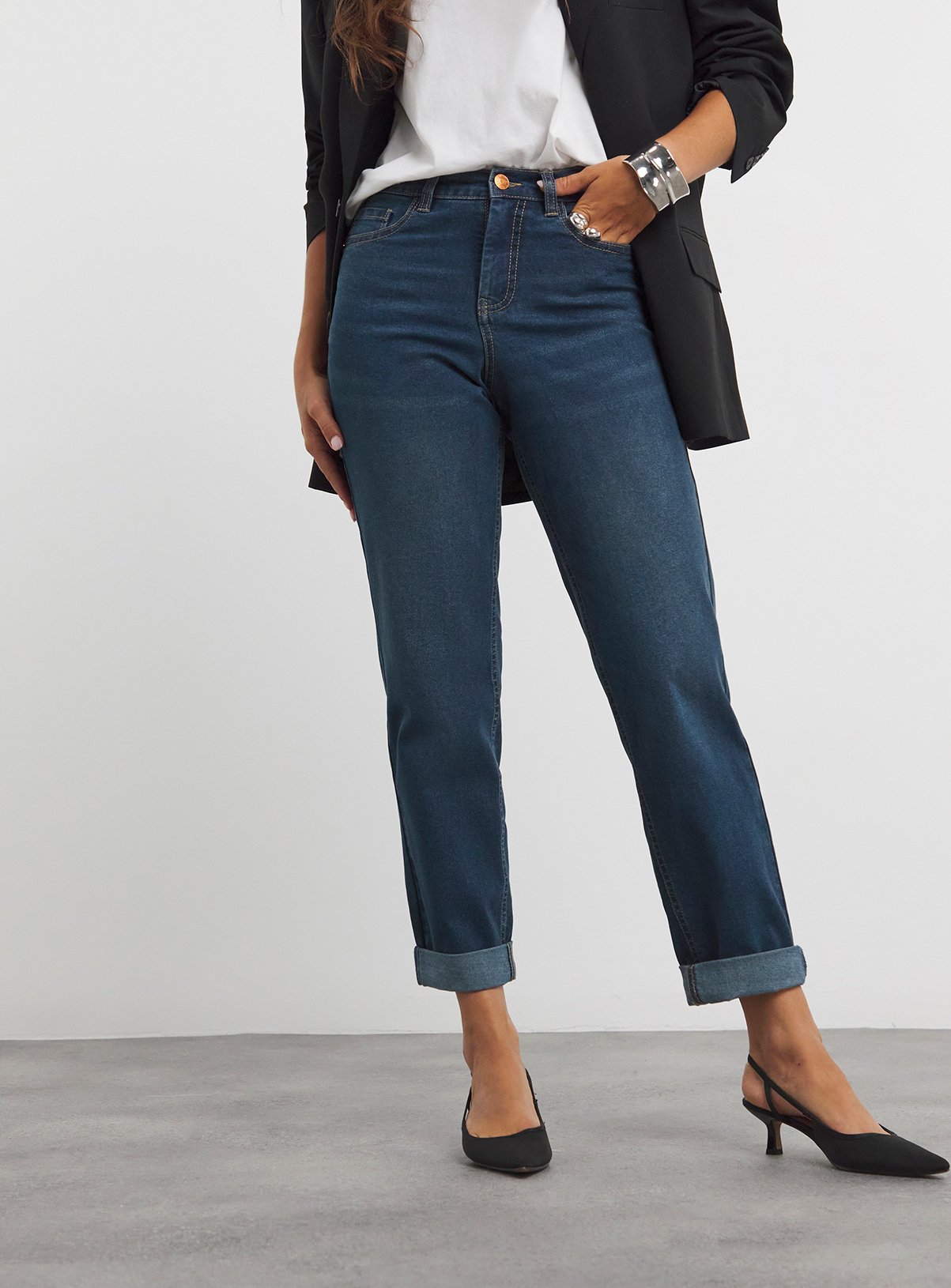 SIMPLY BE 24/7 Boyfriend Jean Mid Blue 10 - Image 3 thumbnail